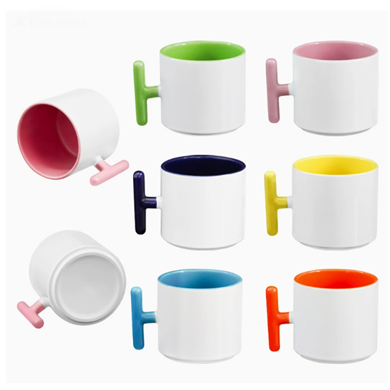 Sublimation Mug Blank - 2PCS Creativity T-shaped handle ceramic mug